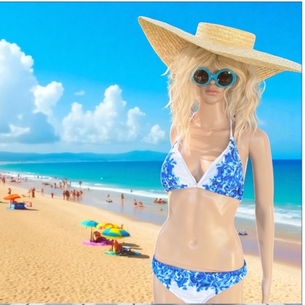 Ralph Lauren Blue and White Bikini Set